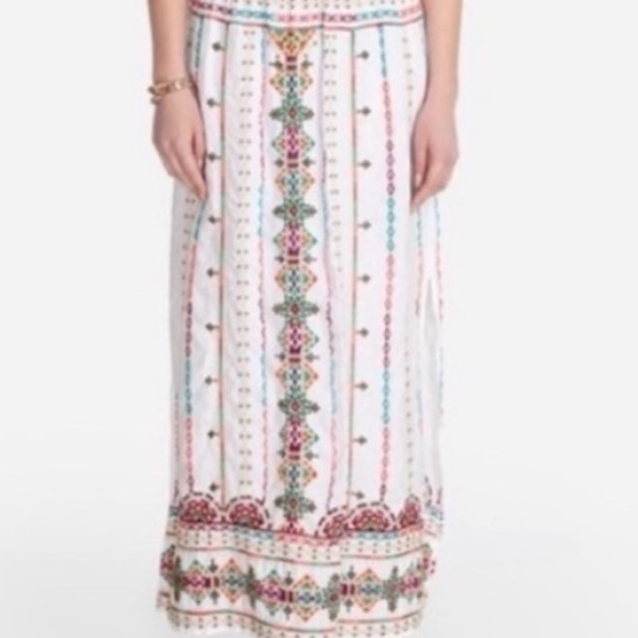 Johnny Was Linen Verena Side Slit Embroidered Maxi Skirt White NWT - Picture 8 of 8